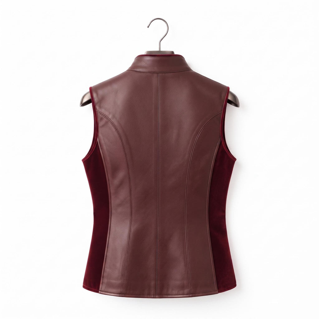 Burgundy Leather Vest | Genuine Tailored Waistcoat, Dark Academia Style