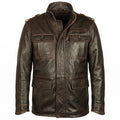 Timber&Hide Vintage Field Leather Jacket Military Inspired –Bomber Leather Jackets for Men