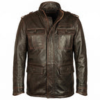 Timber&Hide Vintage Field Leather Jacket Military Inspired –Bomber Leather Jackets for Men