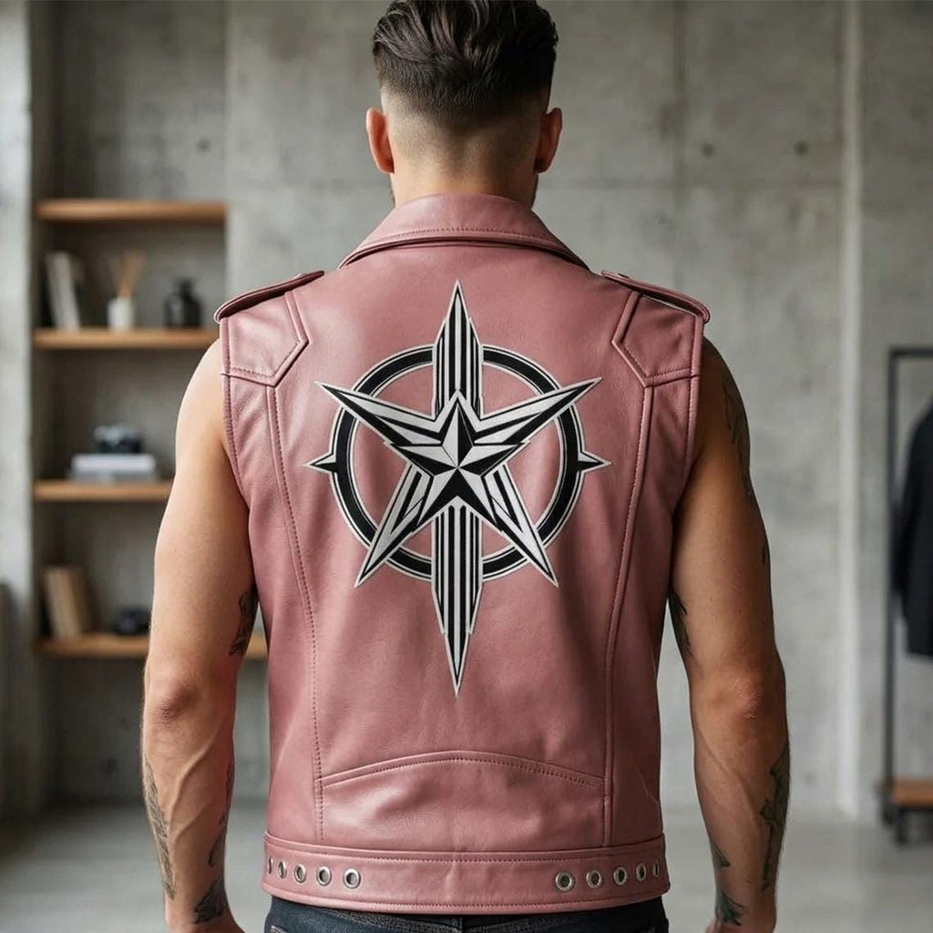 Handmade Cowhide Leather Vest | Classic Biker Vest | Gothic Rocker Sleeveless Jacket
