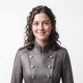 Grey Leather Military Coat, Double Breasted Gothic Victorian Jacket