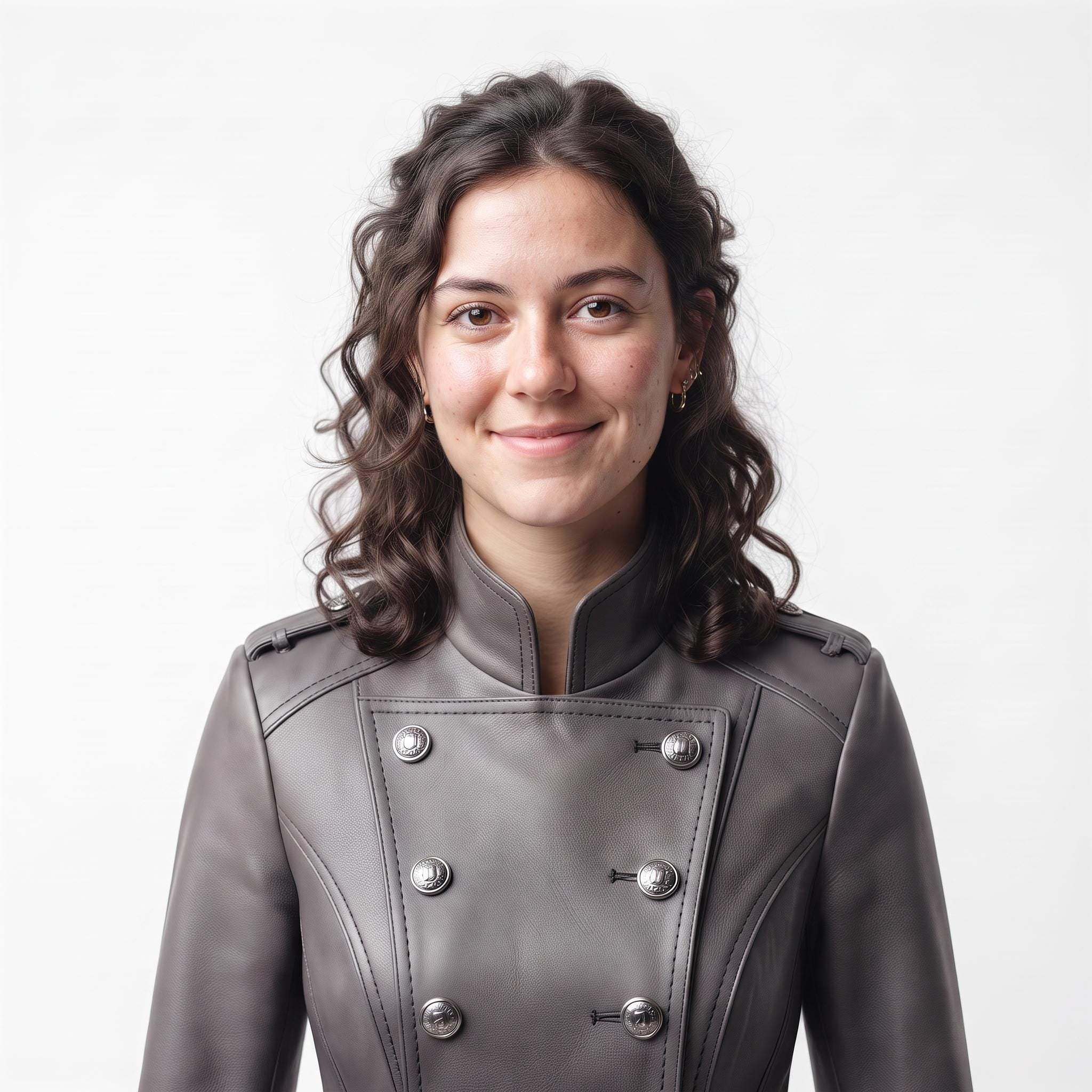 Grey Leather Military Coat, Double Breasted Gothic Victorian Jacket