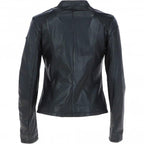 Ladies' Beige Genuine Leather Moto Jacket