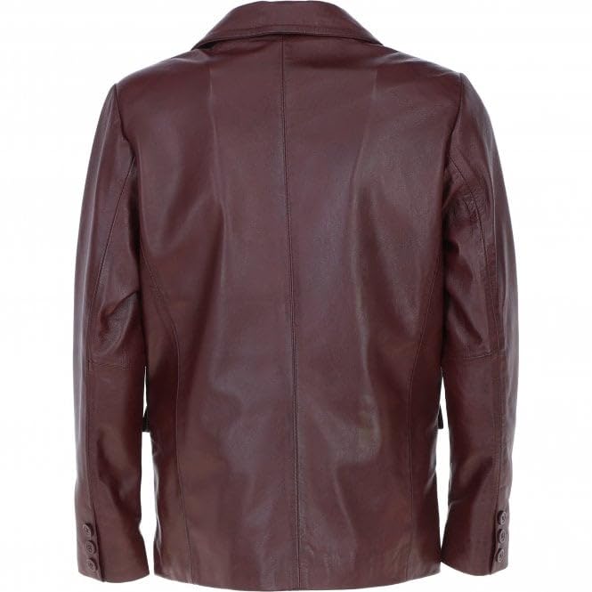 Men's Classic Burgundy Leather Blazer: AWL-2244