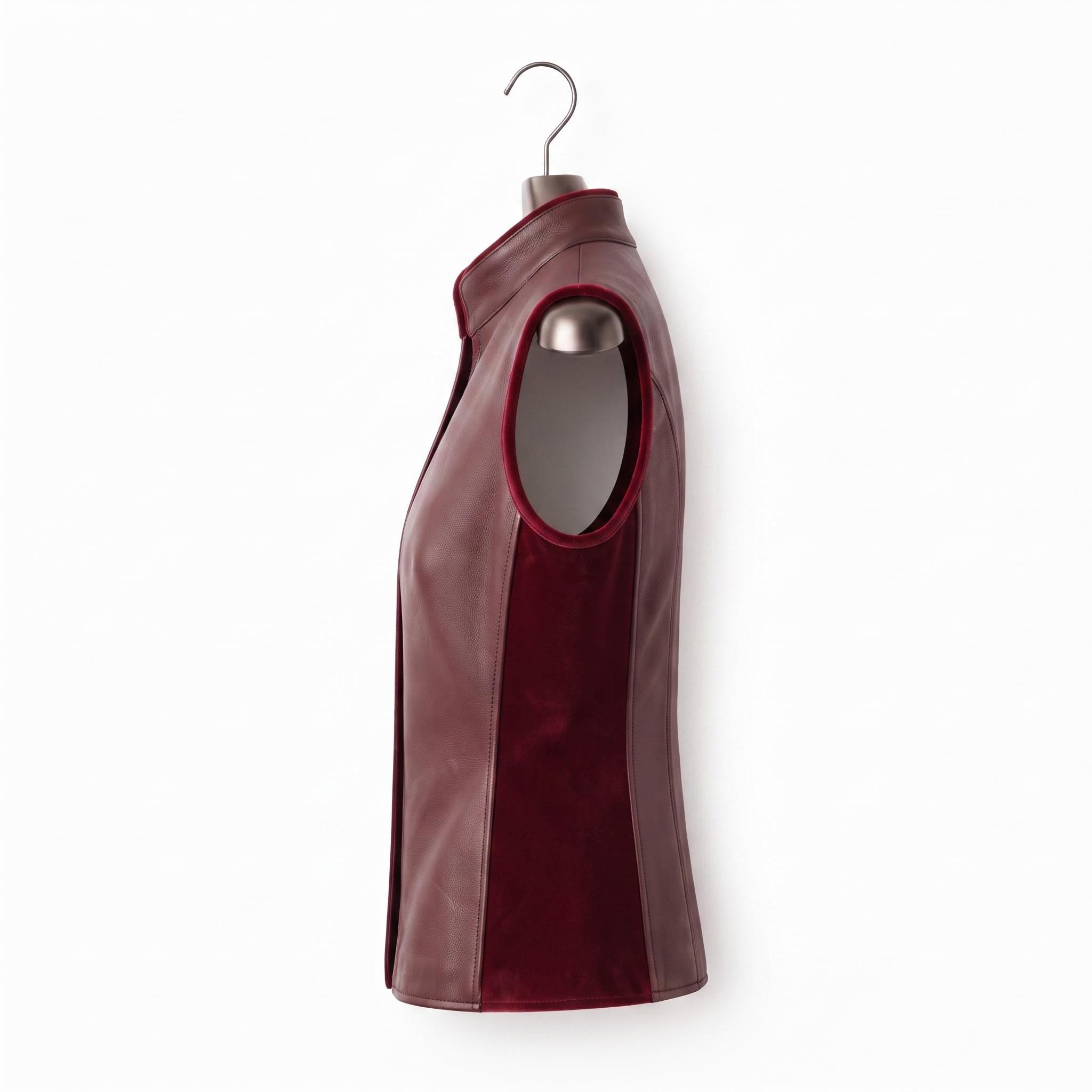 Burgundy Leather Vest | Genuine Tailored Waistcoat, Dark Academia Style