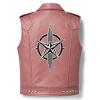 Timber&Hide Handmade Cowhide Leather Vest | Classic Biker Vest | Gothic Rocker Sleeveless Jacket