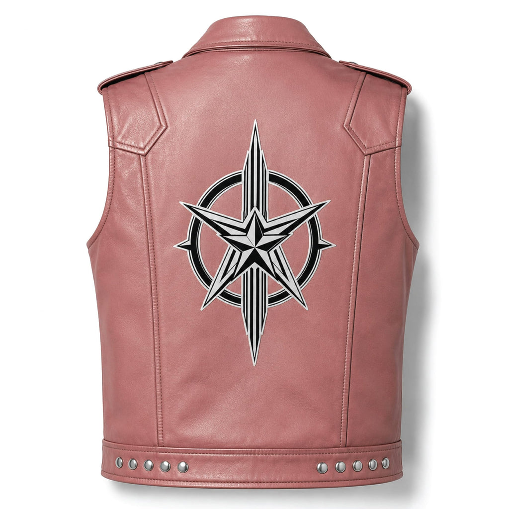 Timber&Hide Handmade Cowhide Leather Vest | Classic Biker Vest | Gothic Rocker Sleeveless Jacket