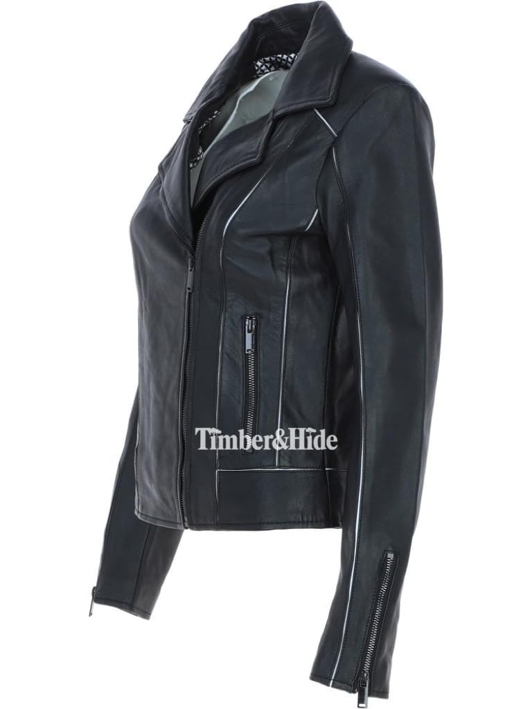 Women's Black Leather Biker Jacket