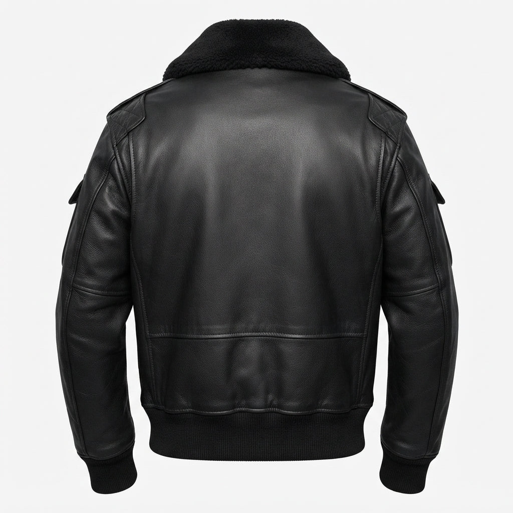 Flight Bomber Black Leather Jacket – Men Bomber Leather Jacket - Timber AND Hide