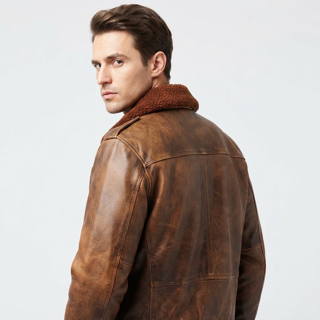 Flight Bomber Jacket – Aviator Flight Bomber Leather Jacket Distressed Brown - Timber AND Hide