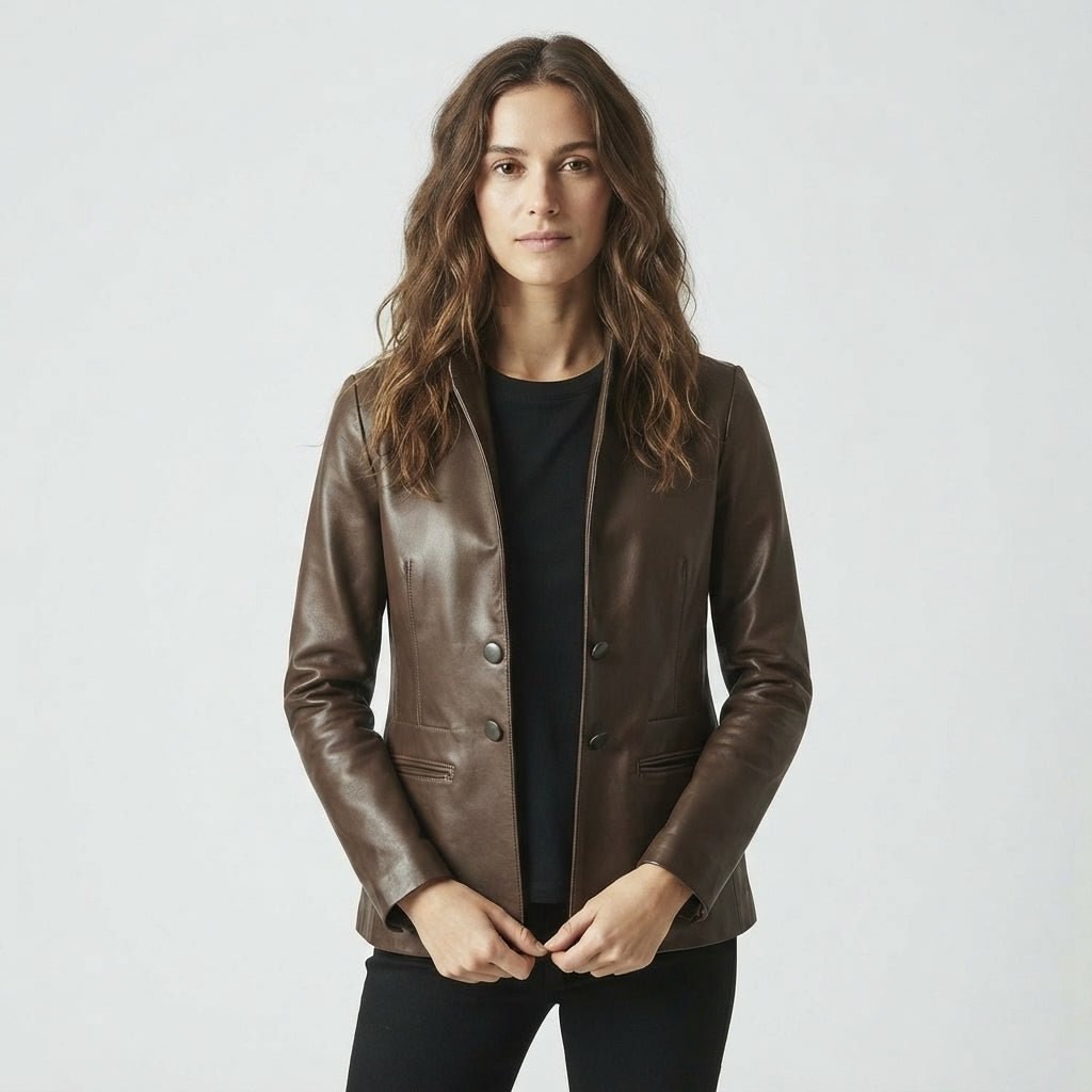 Grace Leather Brown Jacket - Women Leather Jacket Brown - Timber AND Hide