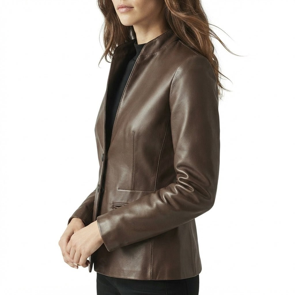 Grace Leather Brown Jacket - Women Leather Jacket Brown - Timber AND Hide