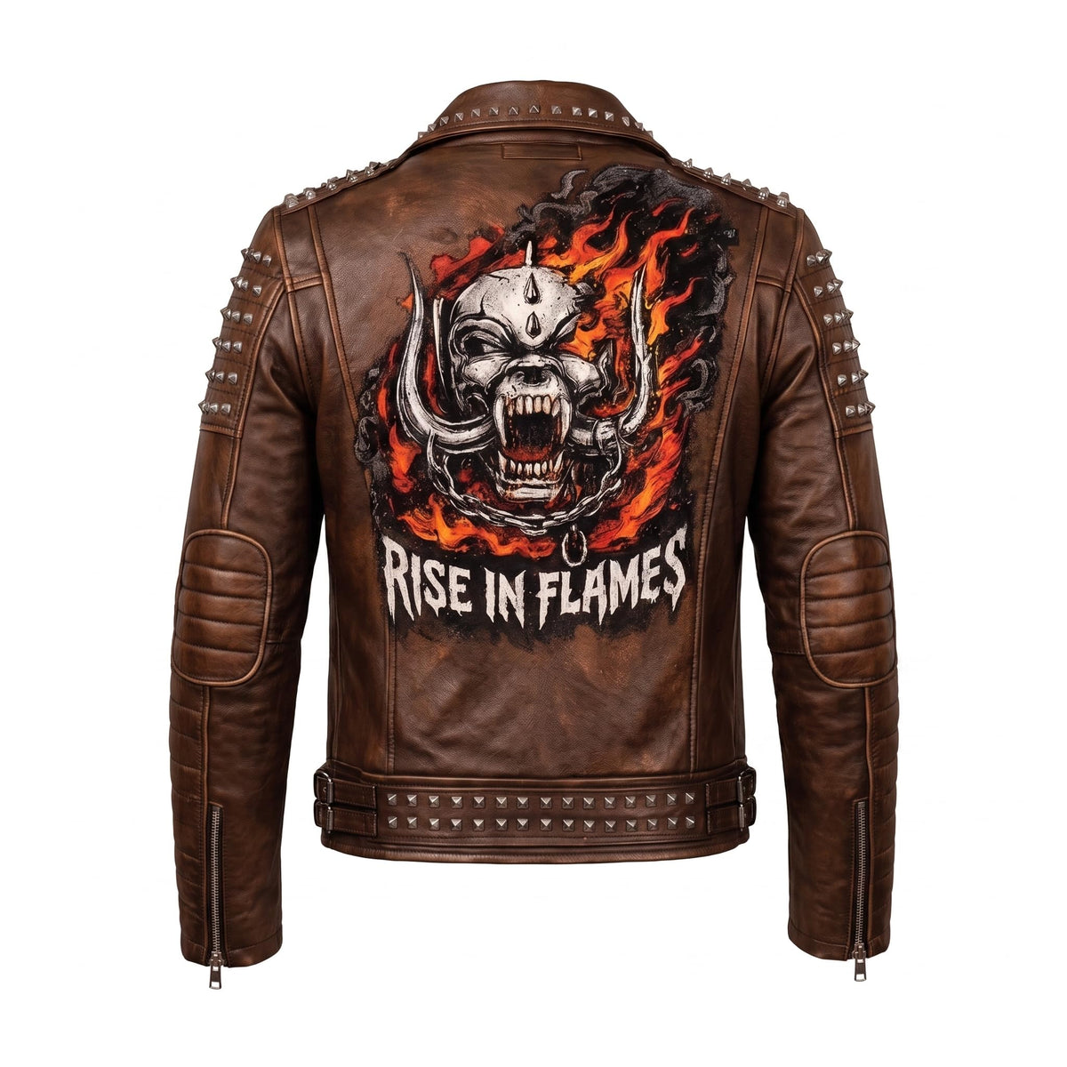 Handmade Men's Black Leather Studded Biker Jacket - Timber AND Hide