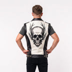 Handmade Skull Leather Biker Vest – Gothic Rocker Sleeveless Jacket - Timber AND Hide