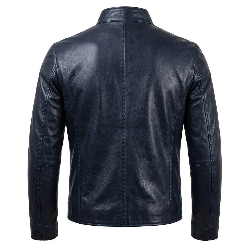 Harrison Blue Leather Jacket - Men Leather Jacket Blue - Timber AND Hide