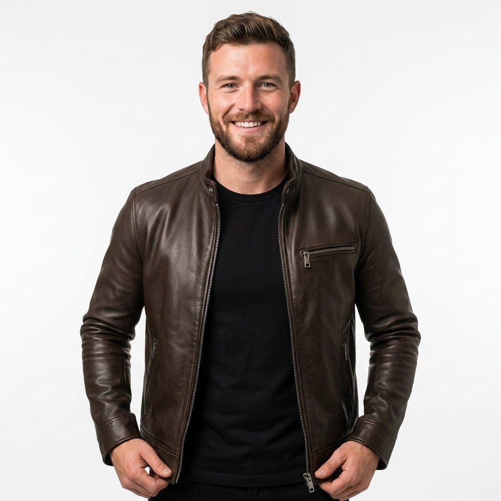 Henry Brown Leather Jacket - Men Leather Jacket Brown - Timber AND Hide