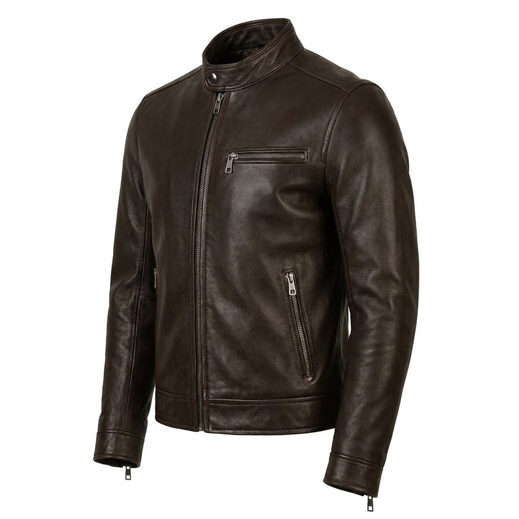 Henry Brown Leather Jacket - Men Leather Jacket Brown - Timber AND Hide