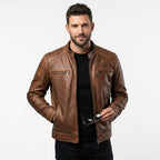 Hudson Brown Moto Biker Leather Jacket - Timber AND Hide