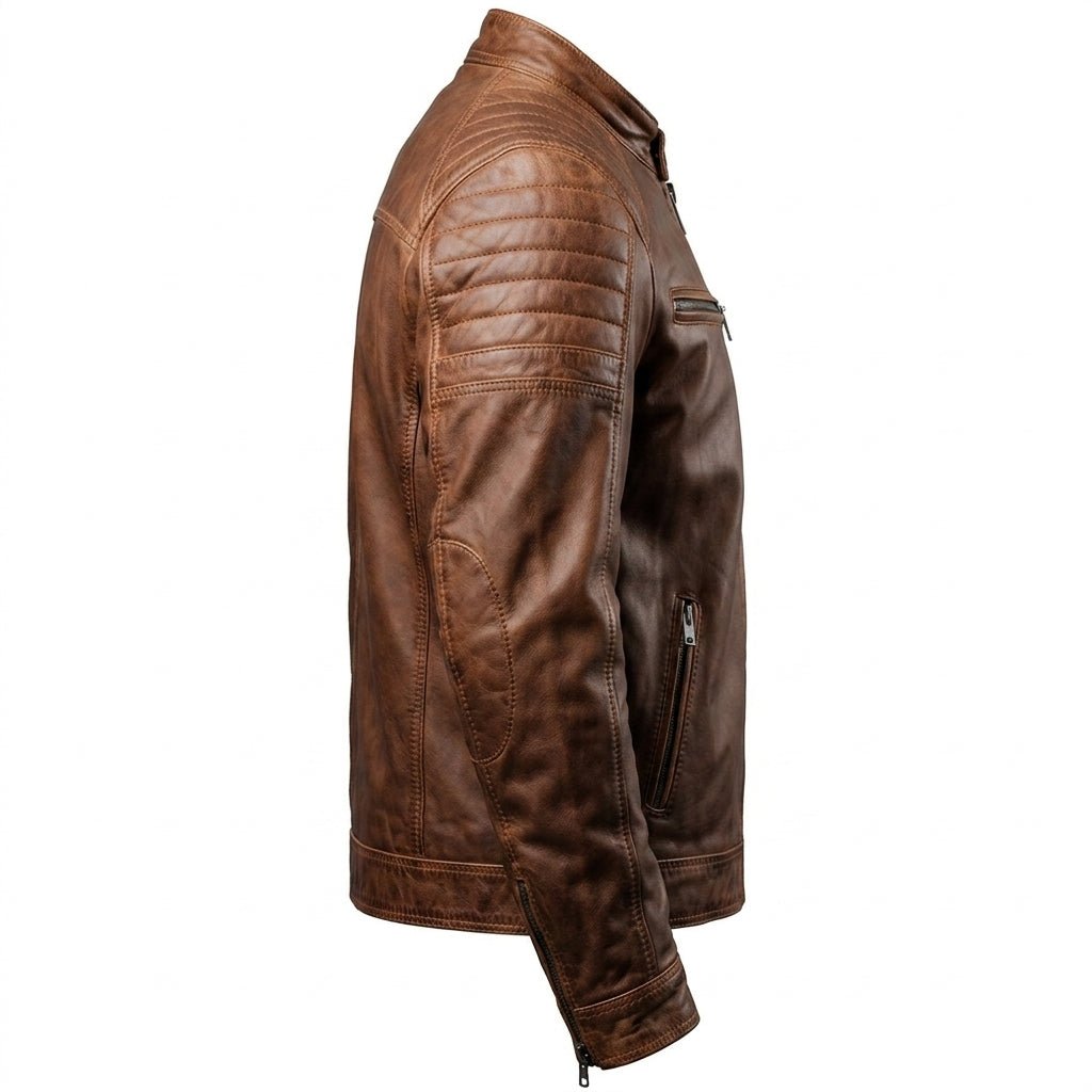 Hudson Brown Moto Biker Leather Jacket - Timber AND Hide