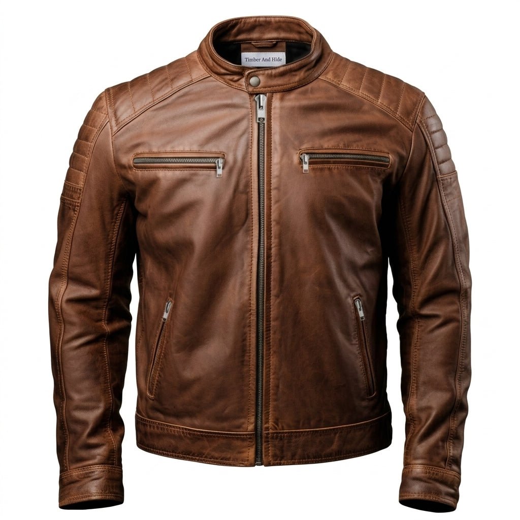 Hudson Brown Moto Biker Leather Jacket - Timber AND Hide