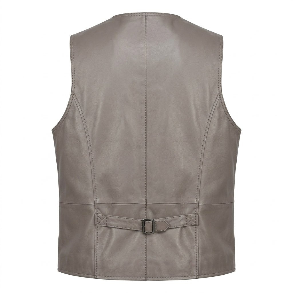 Izaiah Grey Leather Vest for Men - Timber AND Hide