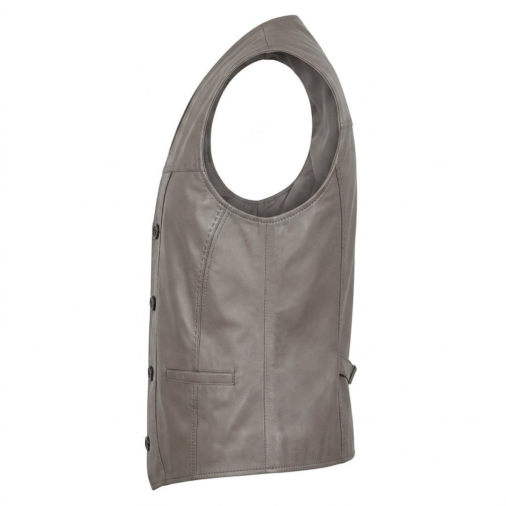 Izaiah Grey Leather Vest for Men - Timber AND Hide