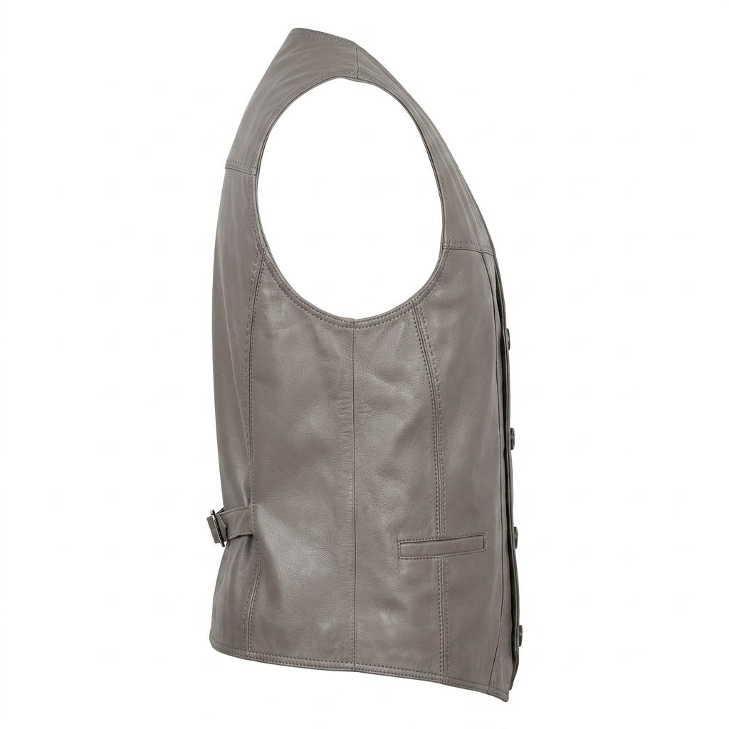 Izaiah Grey Leather Vest for Men - Timber AND Hide