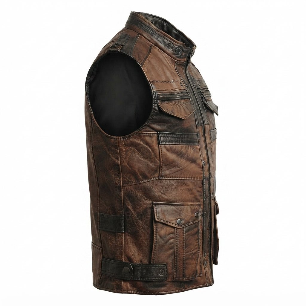 Jack Brown Distressed Leather Vest - Timber AND Hide