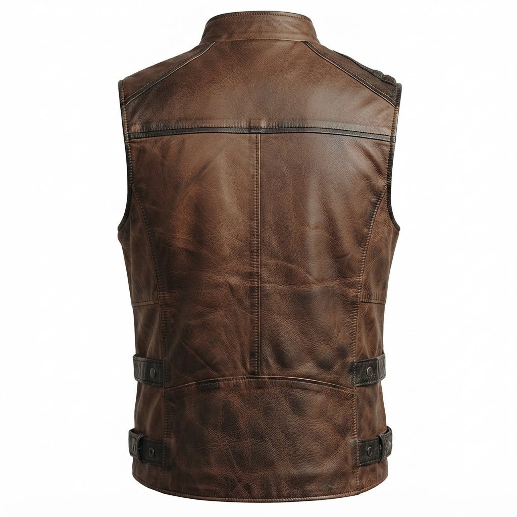 Jack Brown Distressed Leather Vest - Timber AND Hide