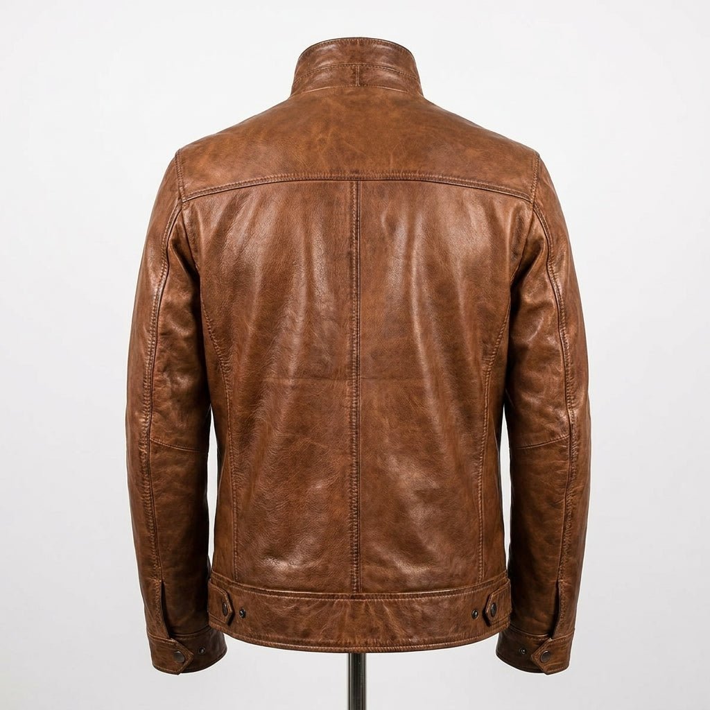 Jacob Leather Brown Jacket - Men Leather Jacket Brown - Timber AND Hide