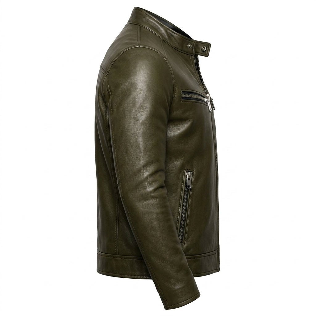 James Leather Green Jacket - Men Leather Jacket Green - Timber AND Hide