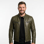 James Leather Green Jacket - Men Leather Jacket Green - Timber AND Hide