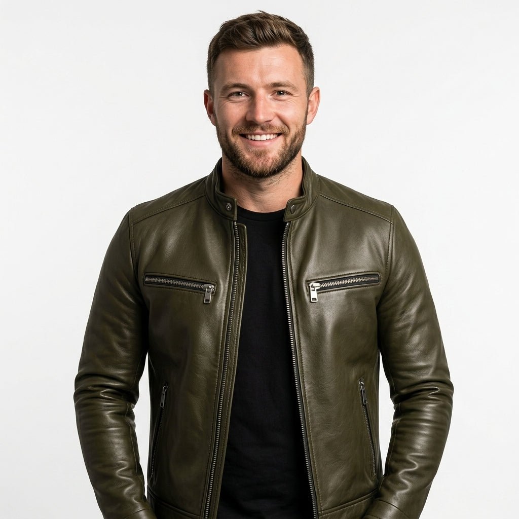 James Leather Green Jacket - Men Leather Jacket Green - Timber AND Hide