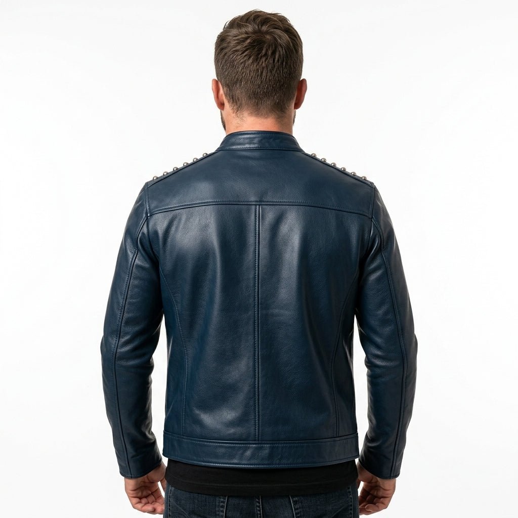 Jaxon Blue Leather Jacket - Men Leather Jacket Blue - Timber AND Hide