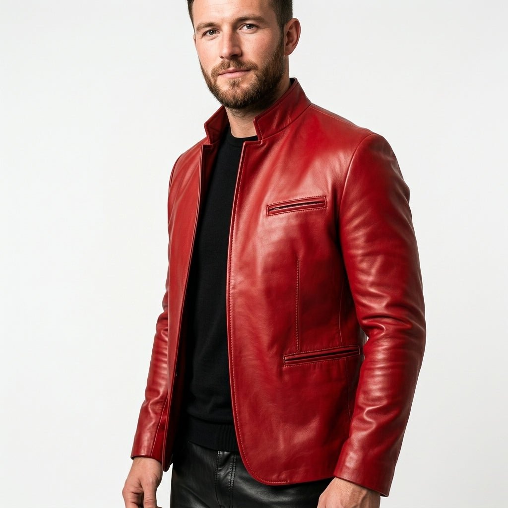Joshua Red Leather Jacket - Leather Jacket for Men Red - Timber AND Hide