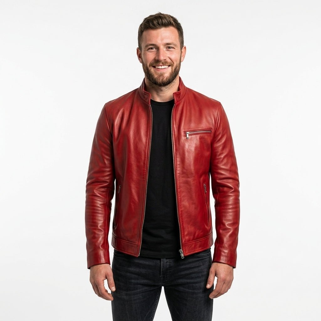 Joshua Red Leather Jacket - Leather Jacket for Men Red - Timber AND Hide