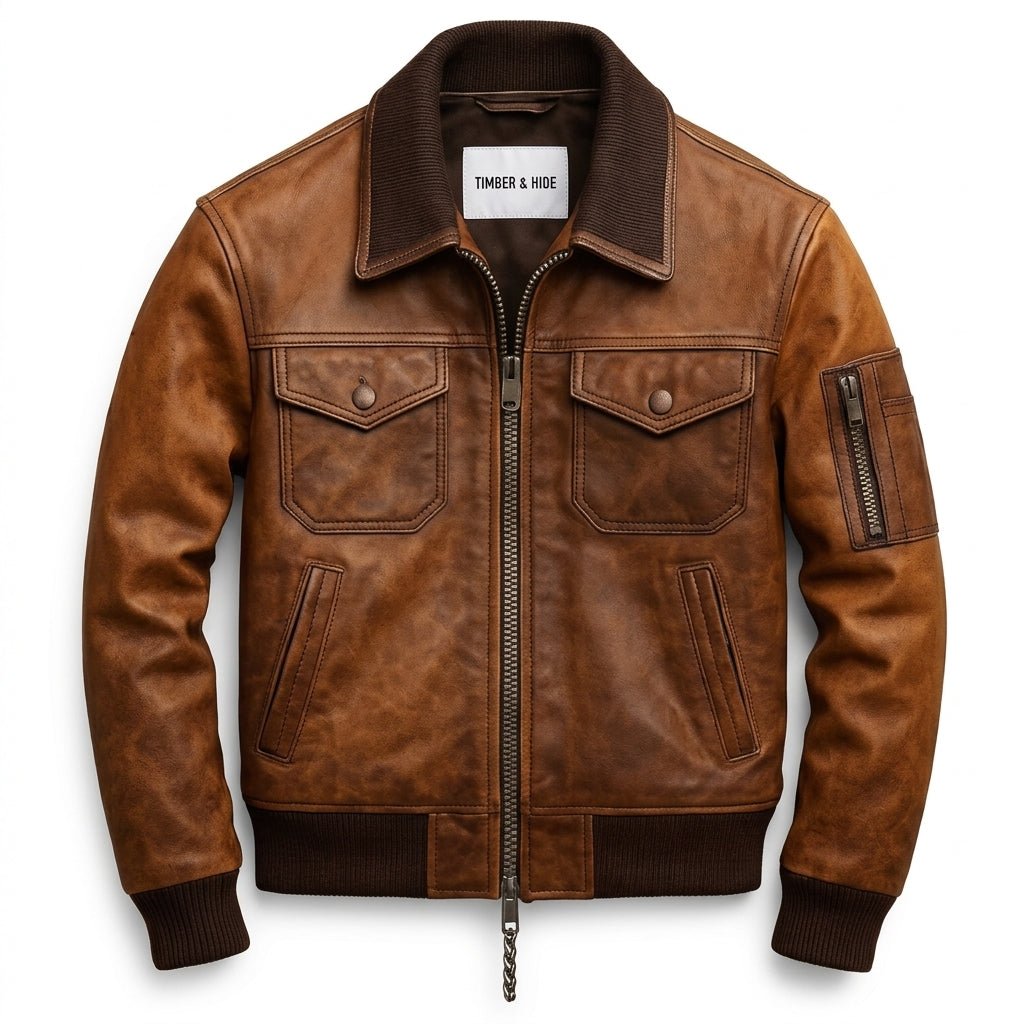 Kai Leather Brown Jacket - Men Leather Jacket Brown - Timber AND Hide