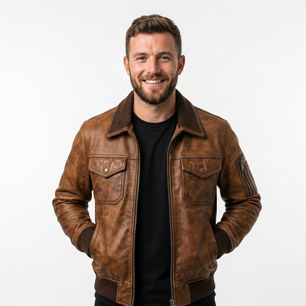 Kai Leather Brown Jacket - Men Leather Jacket Brown - Timber AND Hide