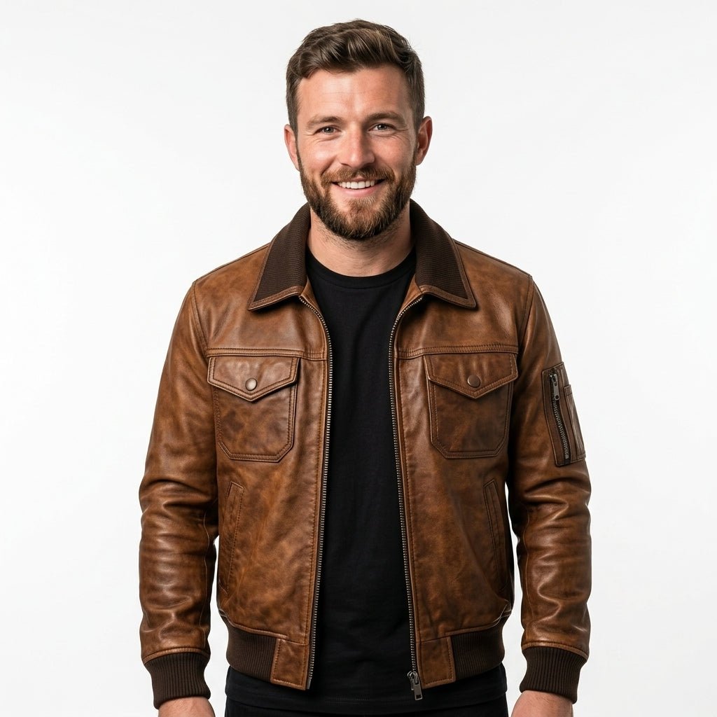 Kai Leather Brown Jacket - Men Leather Jacket Brown - Timber AND Hide