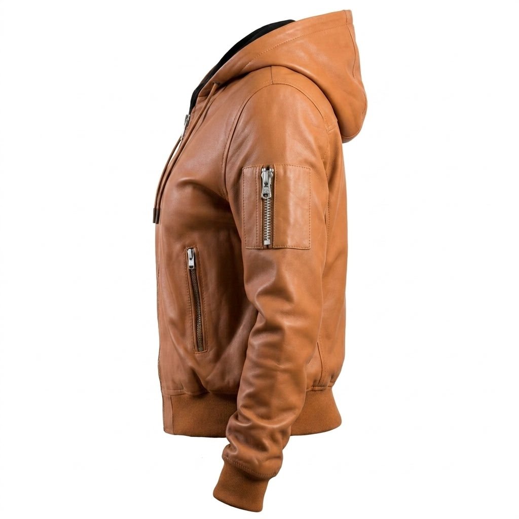 Leather Jacket Women Brown with Hood - Timber AND Hide