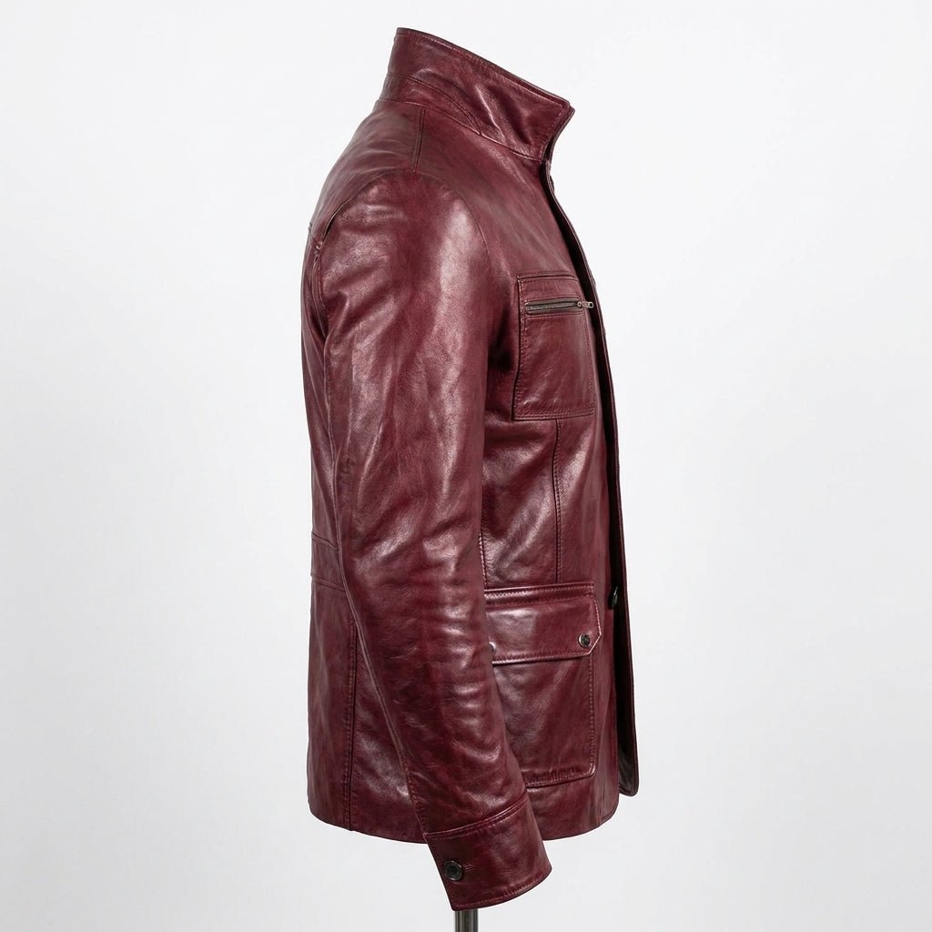 Louie Red Leather Jacket - Leather Jacket for Men Red - Timber AND Hide