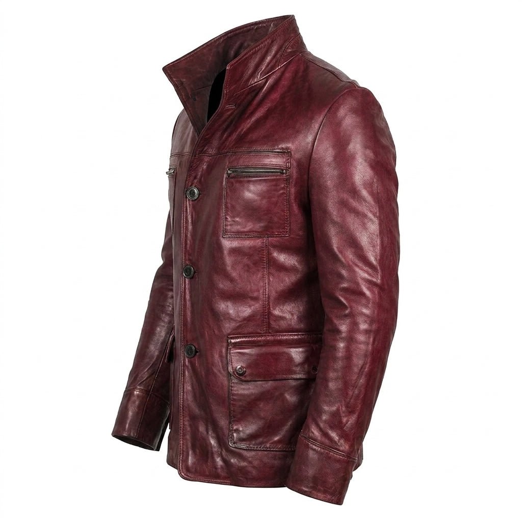 Louie Red Leather Jacket - Leather Jacket for Men Red - Timber AND Hide