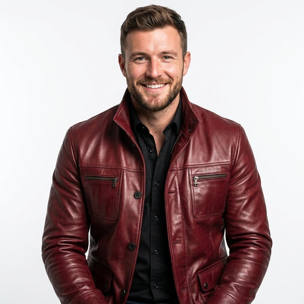 Louie Red Leather Jacket - Leather Jacket for Men Red - Timber AND Hide