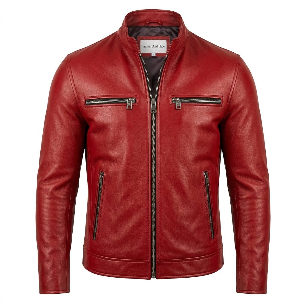 Lucas Red Leather Jacket - Leather Jacket for Men Red - Timber AND Hide
