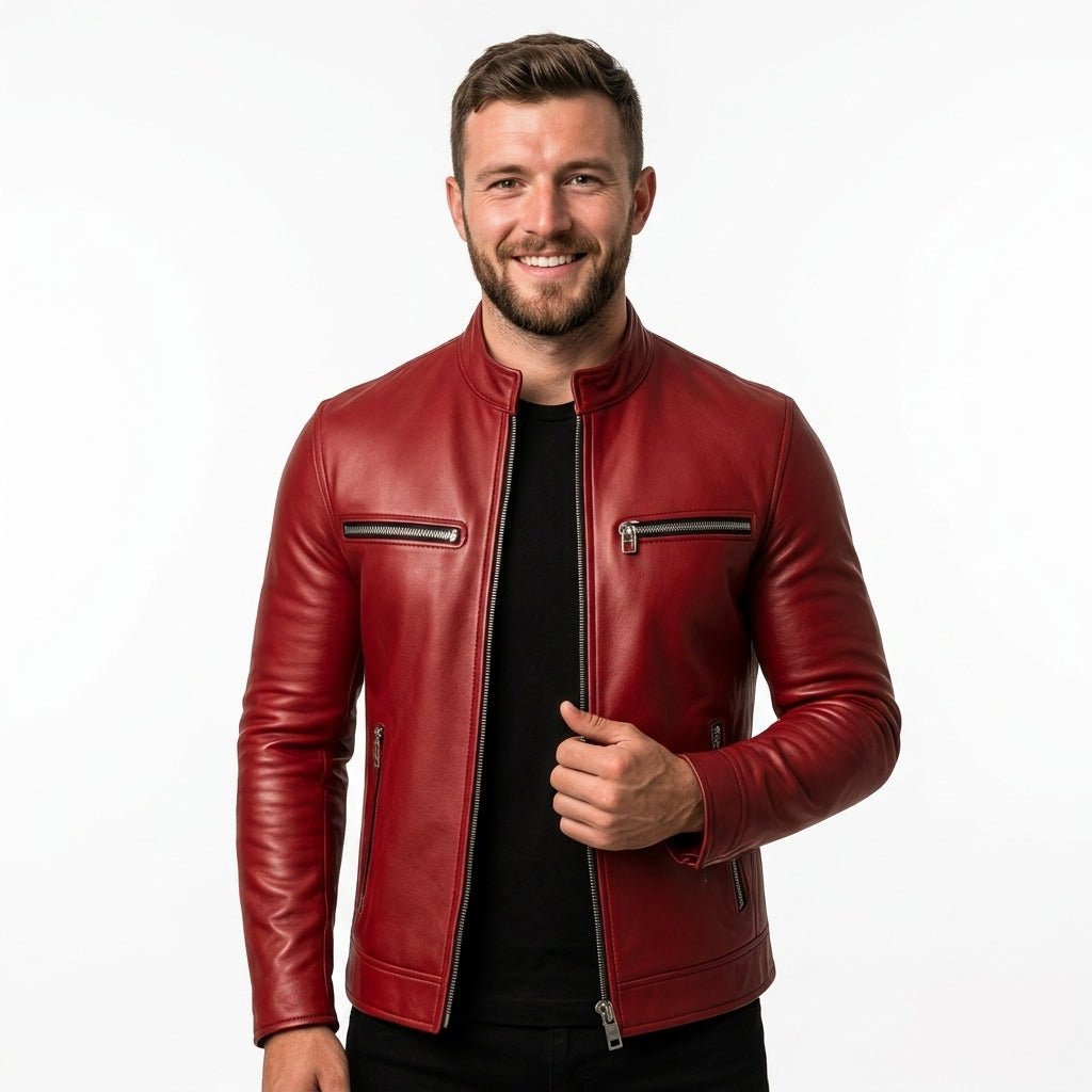 Lucas Red Leather Jacket - Leather Jacket for Men Red - Timber AND Hide