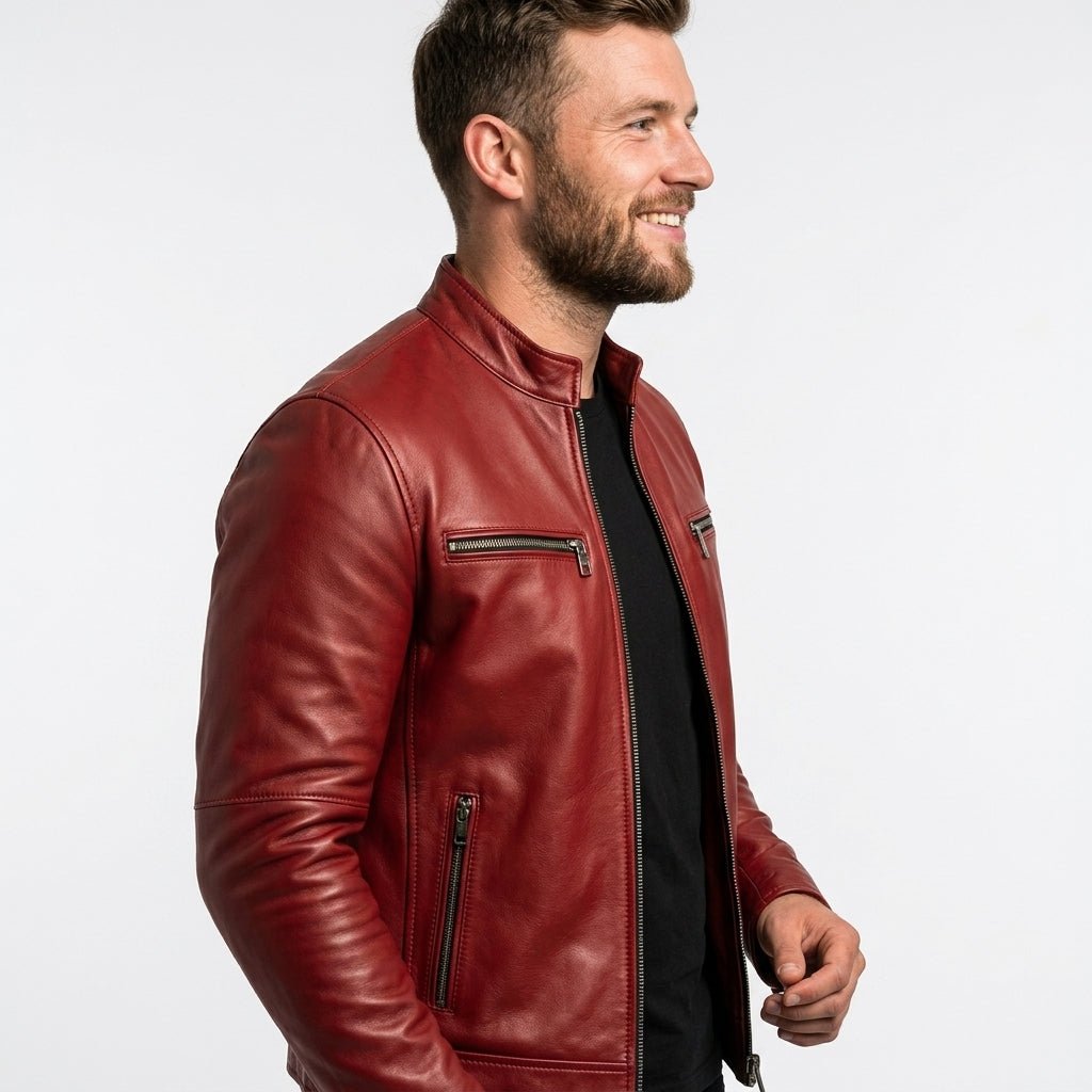 Lucas Red Leather Jacket - Leather Jacket for Men Red - Timber AND Hide