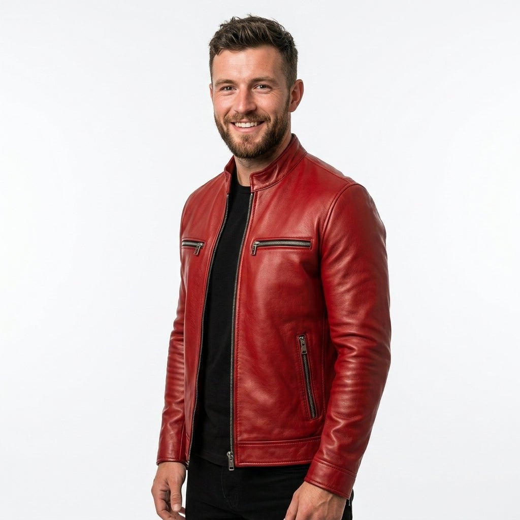 Lucas Red Leather Jacket - Leather Jacket for Men Red - Timber AND Hide