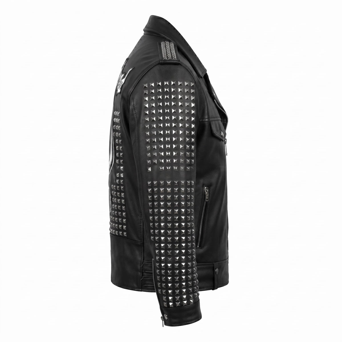 Man's Handmade Studded Leather Biker Jacket | Punk Rock Gothic Patchwork | Halloween Costume - Timber AND Hide