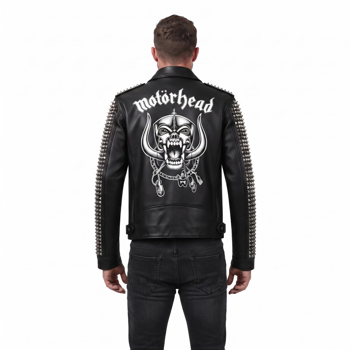 Man's Handmade Studded Leather Biker Jacket | Punk Rock Gothic Patchwork | Halloween Costume - Timber AND Hide