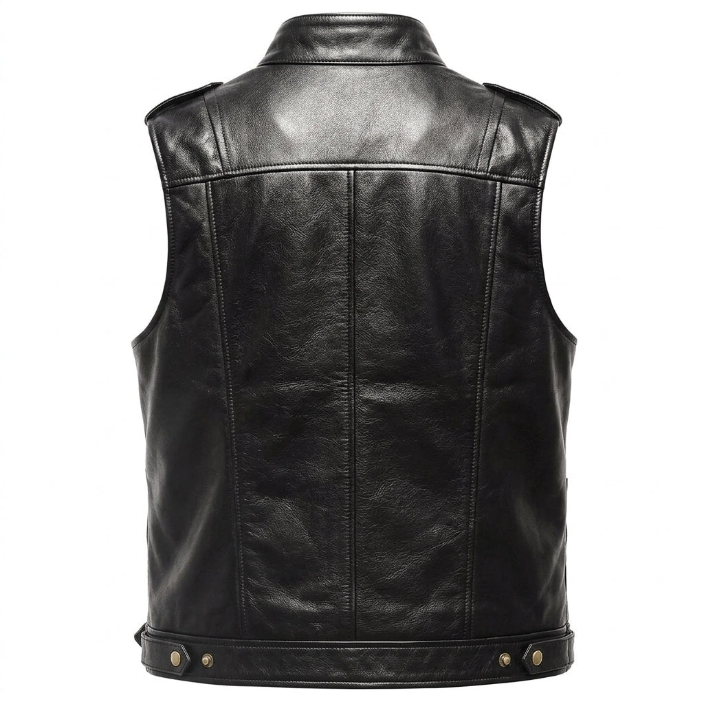 Marcellus Black Leather Vest - Timber AND Hide